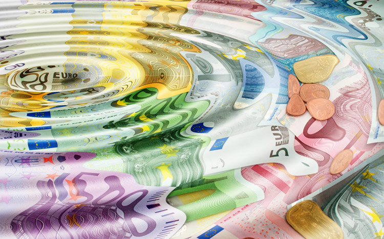 Euro banknotes and coins