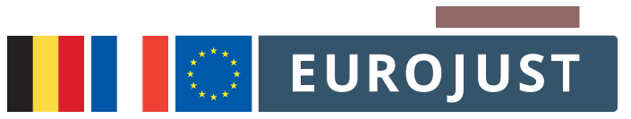 belgian and french flags, logo eurojust