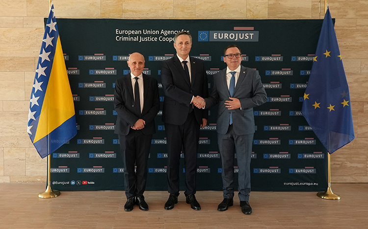 Almir Šahović, Ambassador of Bosnia and Herzegovina to the Kingdom of the Netherlands, H.E. Mr Denis Bećirović, Chairman of the Presidency of Bosnia and Herzegovina and Mr Ladislav Hamran, President of Eurojust