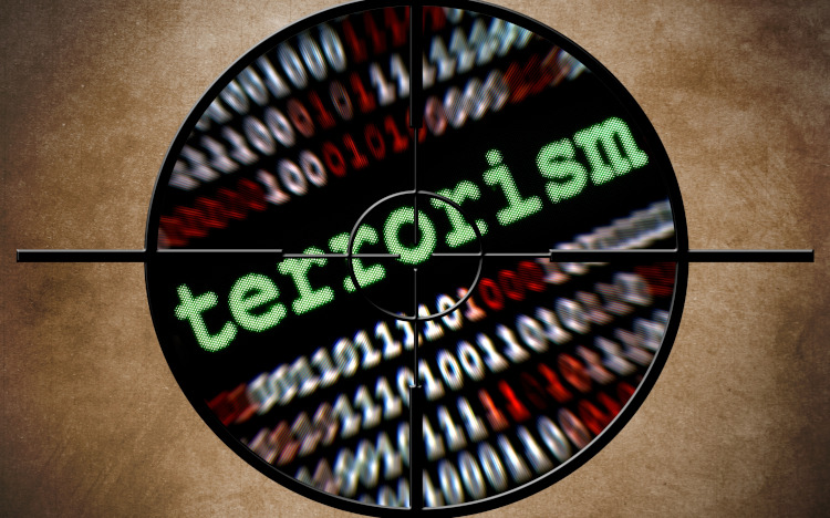 Crossmarks over the word terrorism