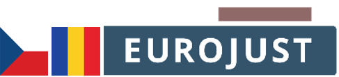 Flags of  Czech Republic and Romania. Logo of Eurojust