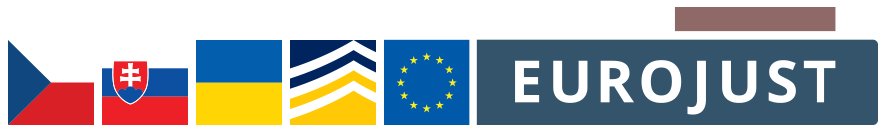flags czech republic, slovakia, ukraine, logos eurojust and europol