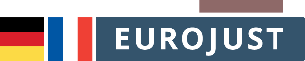 Flags of DE, FR, logo of Eurojust