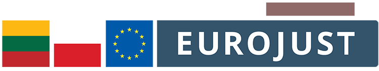 Flags of Lithuania, Poland, logo of Eurojust