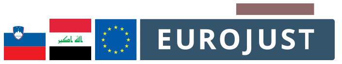 Flags of Slovenia and Iraq, logo Eurojust