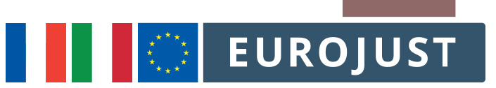 French and Italian flag, logo Eurojust