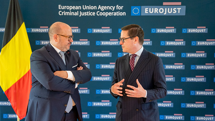 Eurojust President Mr Michael Schmid welcomed Belgian Minister of Security and the Interior Mr Bernard Quintin to the Agency’s headquarters