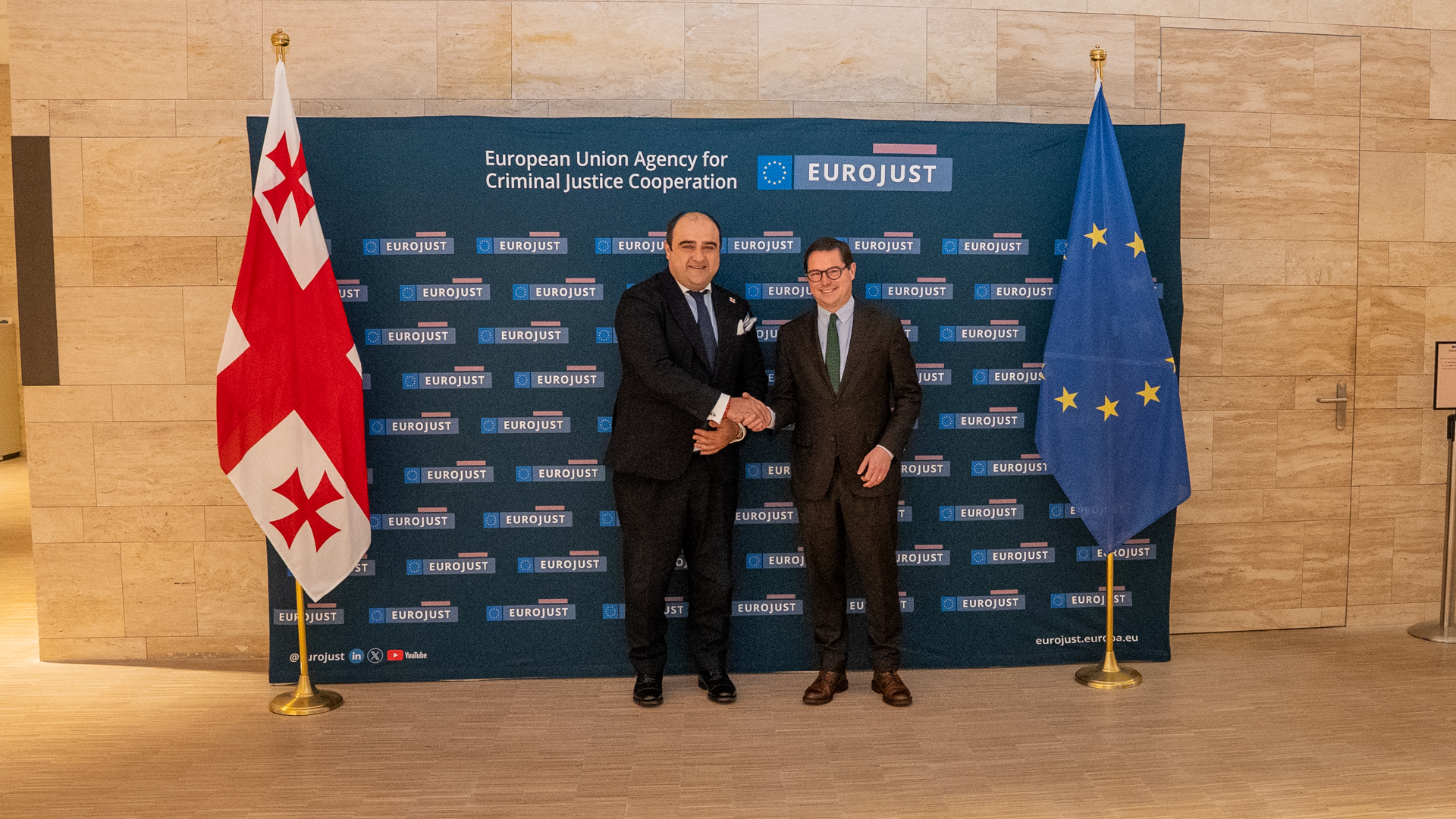 President Michael Schmid welcomed Mr George Saganelidze, Chargé d'Affaires of the Embassy of Georgia to Eurojust’s headquarters