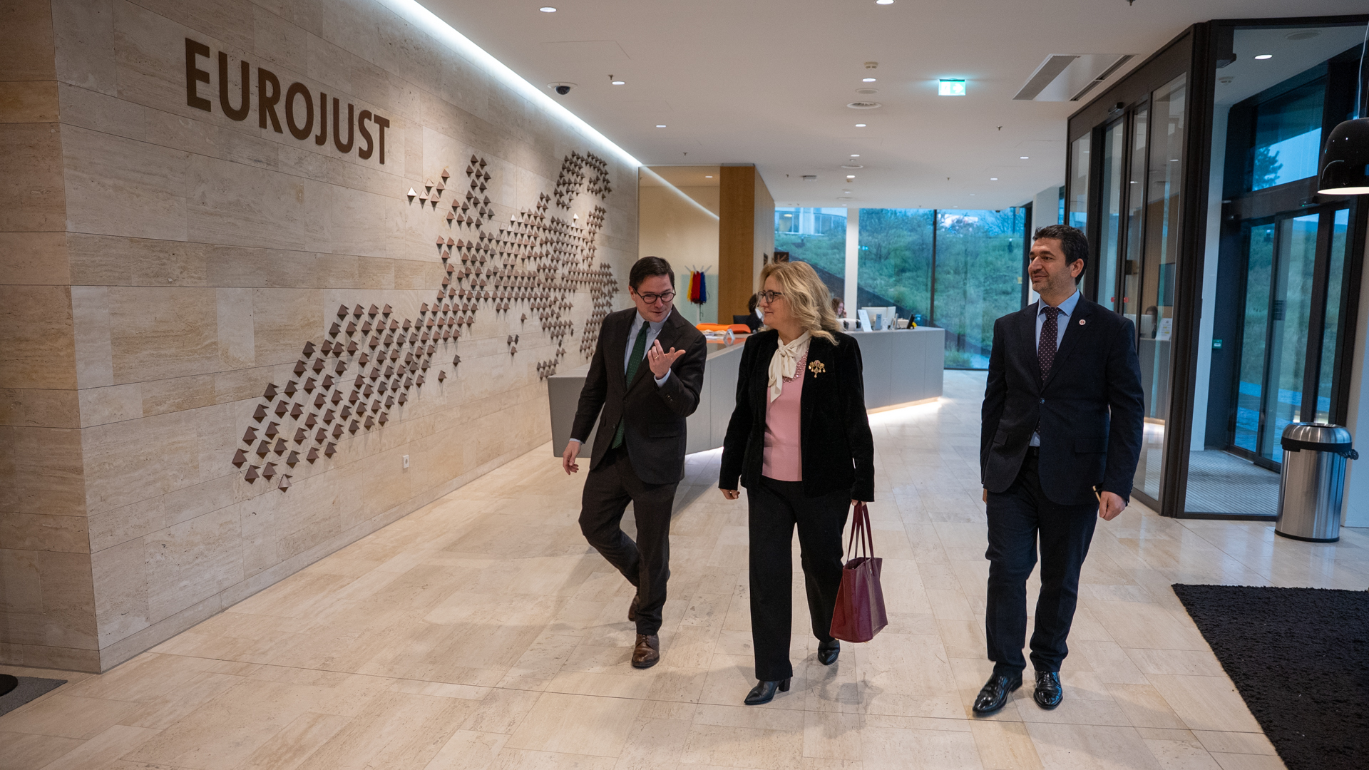 President Michael Schmid with Turkish Ambassador Ms Fatma Ceren Yazgan at Eurojust’s headquarters