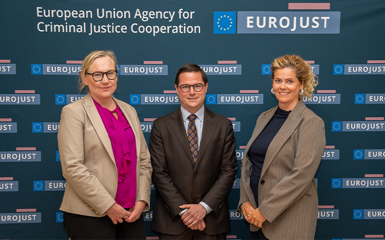 Eurojust President Mr Michael Schmid welcomed Minister of Justice Ms Þorbjörg Sigríður Gunnlaugsdóttir to our headquarters together with our Icelandic Liaison Prosecutor Ms Kolbrún Benediktsdóttir