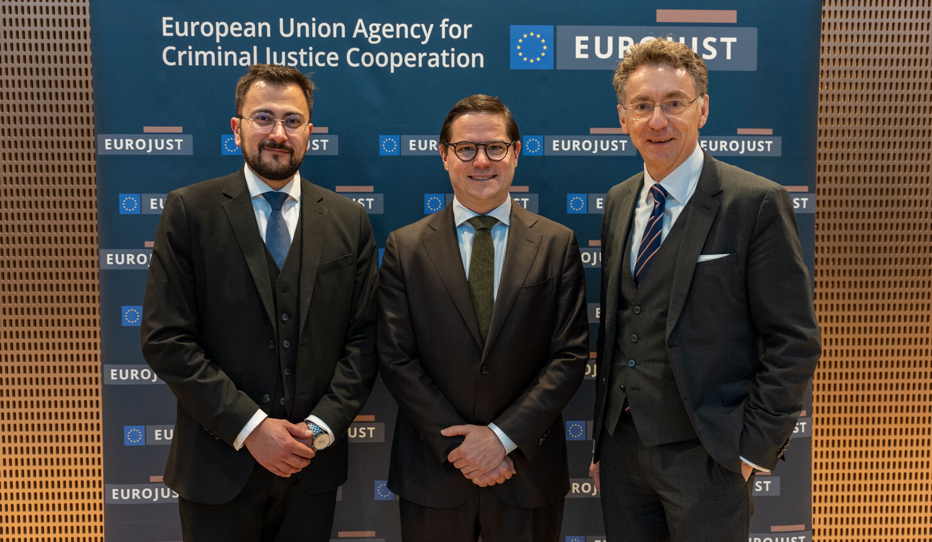 Mr Michael Schmid, President of Eurojust, welcomed Prof. Christoph Safferling, Director of the Nuremberg Principles Academy to Eurojust’s headquarters.