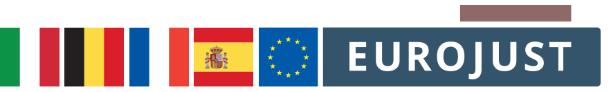 Flags of IT, BE, FR, ES and   Eurojust logo