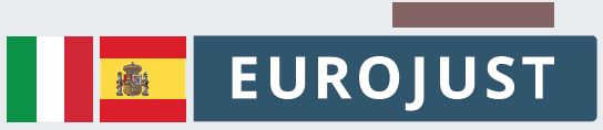 Italian, Spanish flags and logo of Eurojust