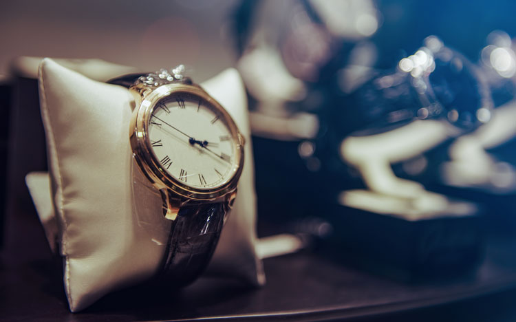 Luxury watches on display