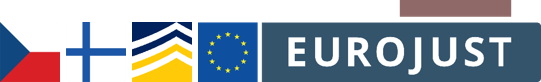 Flags of CZ, FI, and Europol, Eurojust logos