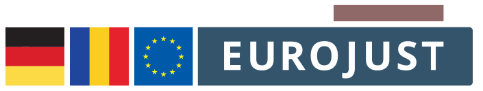 flags of germany and romania, logo eurojust
