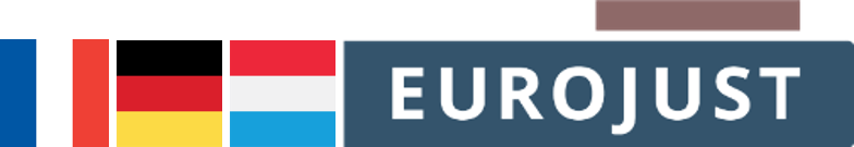 Flags of FR, DE, LU, logo of Eurojust
