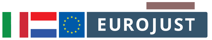 flags italy and netherlands, logo eurojust