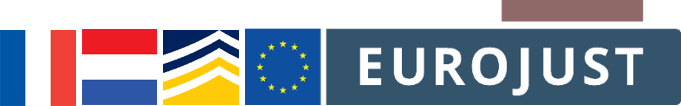 Flags of NL, FR, logos of Europol, Eurojust