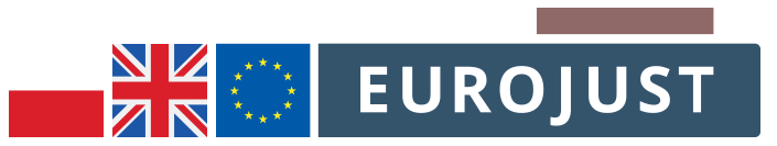 flags of poland and united kingdom, logo of eurojust