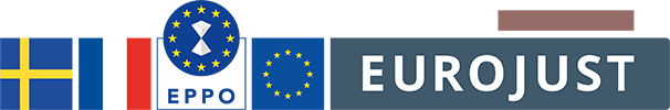 Flags of SE, FR, EPPO, Eurojust logos