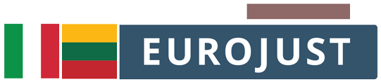 Flags of IT, LT, logo of Eurojust