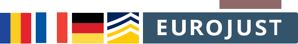 Flags of RO, NL, DE, logos of Europol, Eurojust