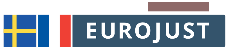 Flags of SE, FR, logo of Eurojust