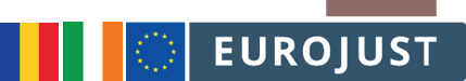 Flags of Ro, IR, and Eurojust Logo