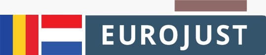 Romania, Netherlands flags and Eurojust logo