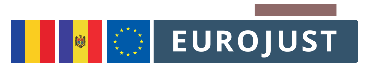 Flags of Romania and Moldova, logo Eurojust