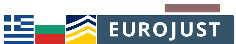 Flags of EL, BG, logos of Europol and Eurojust