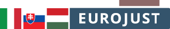 National flags of IT, SK, and HU, and Eurojust logo