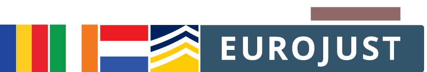 Flags of RO, IR, NL, logos of Europol, Eurojust