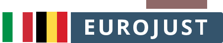 Flags of IT and BE, Eurojust logo