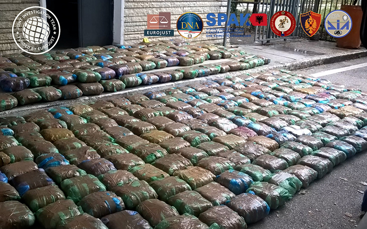 Seized drugs in a warehouse