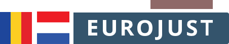 Flags of RO and NL, Eurojust logo