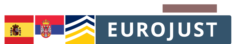 Flags of ES, SR, logos of Europol and Eurojust