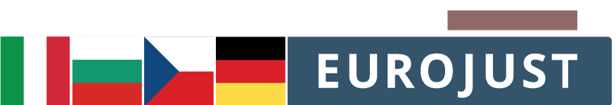 Flags of IT, BG, CZ, DE, logo of Eurojust