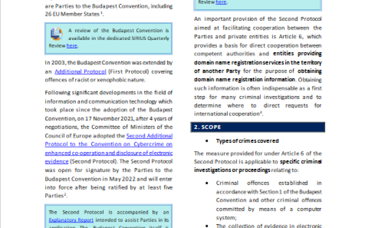 Article 6 of the Second Additional Protocol to the Budapest Convention ...