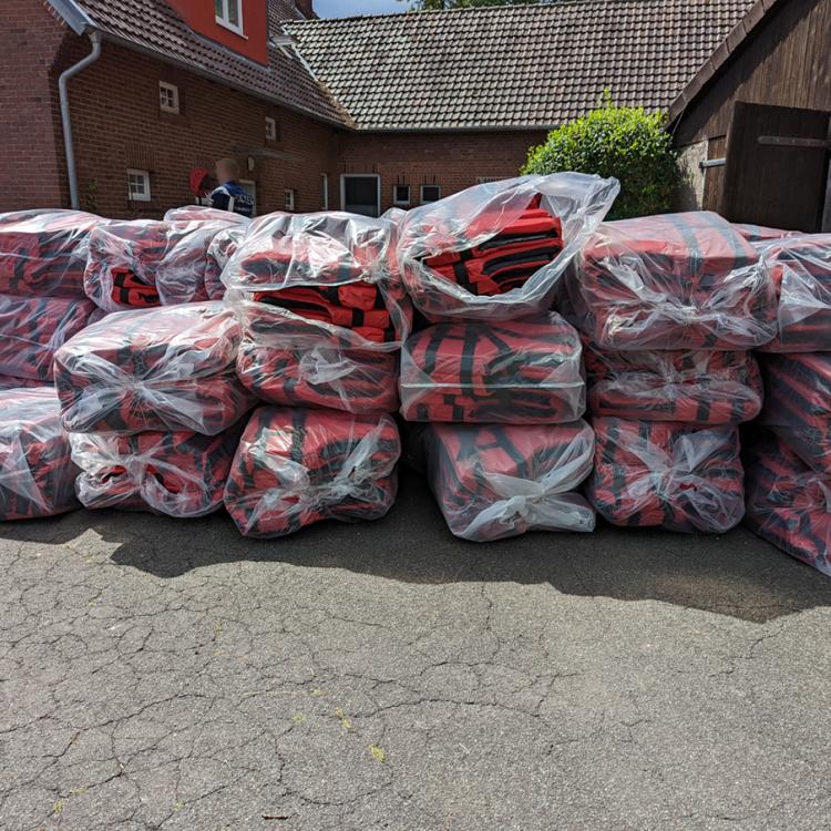 Stack of rubber boats