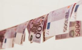 Euro banknotes hanging