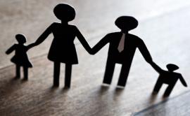 Paper cut outs: family with mother, father and two children