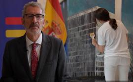 Spanish National Member José de la Mata Amaya and artist Bea Sarrias