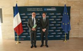 Today at Eurojust, President Michael Schmid met with Mr Hugues Moret, Special envoy for the Communauté politique européenne.